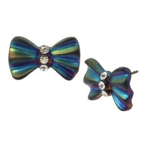 Betsey Johnson Crystal Accent Bow Stud Earrings